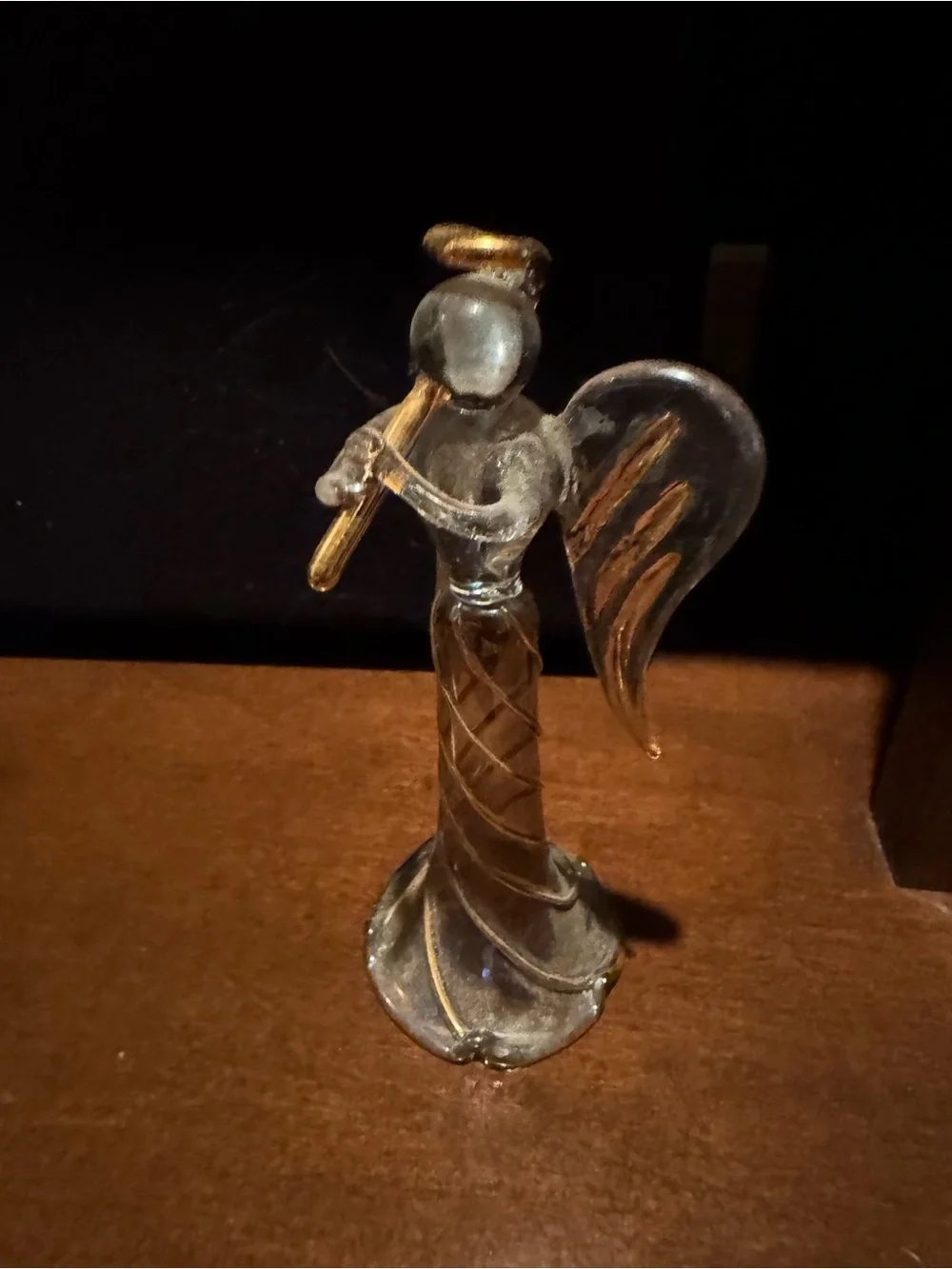 Clear Glass Angel Figurine with Gold Accent - Home Accents Decor